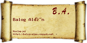 Balog Alán névjegykártya