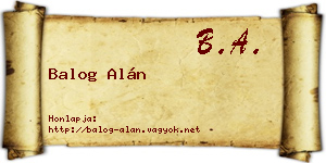 Balog Alán névjegykártya