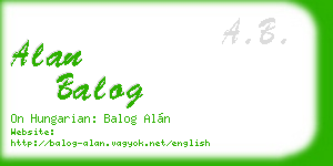 alan balog business card