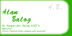 alan balog business card